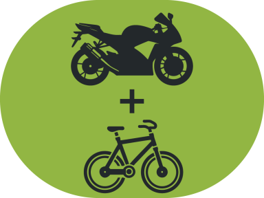 Ein Motorrad und ein Fahrrad
