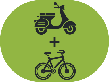 Ein Roller und ein Fahrrad